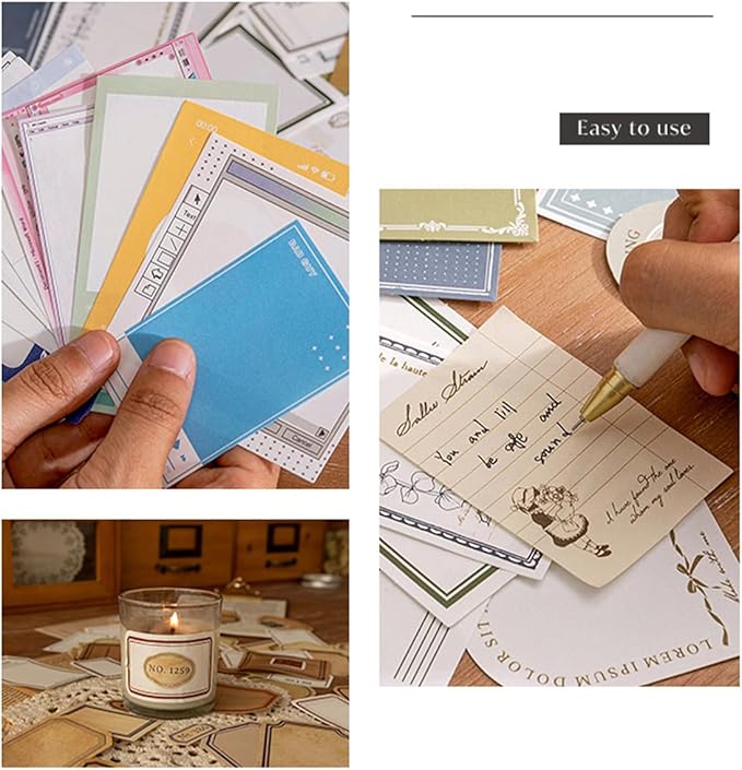 SIBLYMONA 200Pcs Vintage Memo Material Pack Memo Collection Series for Scrapbooking, Junk Journal Supplies DIY Art Crafts Bullet Journal Diary Album Planne (NO2)