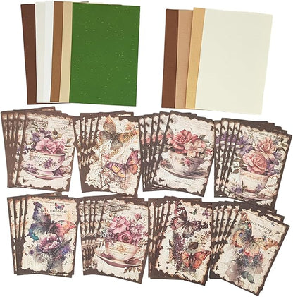 Vintage Scrapbooking Supplies Pack(100 Pieces) for Junk Journal Decoupage Paper Scrapbook Planner Sticker Aesthetic Cottagecore Collage Craft Album (04)