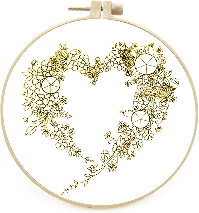 Maydear Embroidery Kit for Beginners Patterns Punch Needle Kit,Cross Stitch Kits,French Stamped Embroidery Starter Kit Adults Including Embroidery Hoop Color Threads and Embroidery Scissors