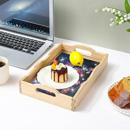Generic DIY Diamond Art Wooden Tray Kit, Food Tray with Handle Diamond Painted Table Decoration Tray, for Breakfast, Bar Dinner Table Diamond Dots Gem Painting Art Set for Beginners-#24-Butterfly