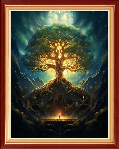Dimxvean Stamped Cross Stitch Kits,Cross Stitch Kits for Adults Beginners,Embroidery Kits Full Range of Cross Stitch Stamped Kits Needlepoint Kits Cross Stitch Patterns- Magic Tree 16x20 inch