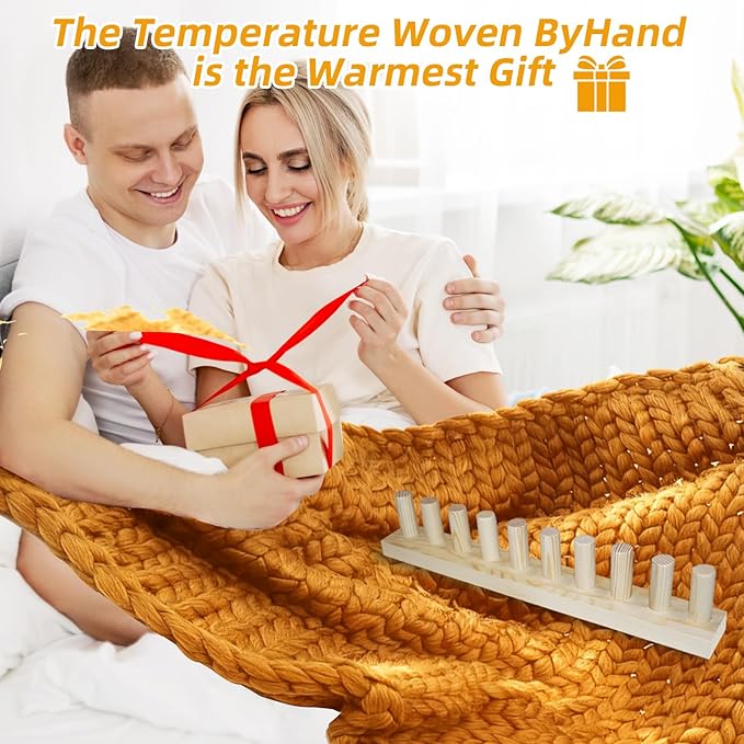 PULJOGDE 48" Chunky Blanket Loom,Wooden Loom for Chunky Blanket, Loom for Chunky Yarn, Frame Beginner Friendly Yarn Craft for Home Decor & Large Throw Blankets