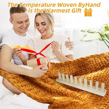 PULJOGDE 48" Chunky Blanket Loom,Wooden Loom for Chunky Blanket, Loom for Chunky Yarn, Frame Beginner Friendly Yarn Craft for Home Decor & Large Throw Blankets
