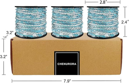 Artisanal Yarn Collection Multifiber Fancy Yarn for Knitting Crocheting Crafts DIY, Set of 3 Rolls (Ice Blue)