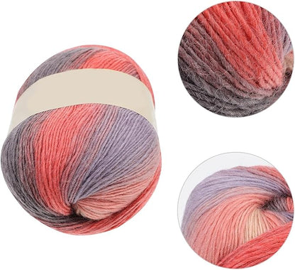 Gradient Multicolor Wool Yarn Soft Mid-Weight DIY Knitting Supplies for Sweaters Scarves Hats and Blankets Hand-Dyed Wool Craft