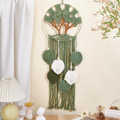 ACRNIGHEET Tree of Life Dream Catcher Macrame Kit for Adults Beginners Macrame Leave Wall Hanging Decor with Video Tutorials Handmade Woven Boho Home Decor for Bedroom Dorm Decoration