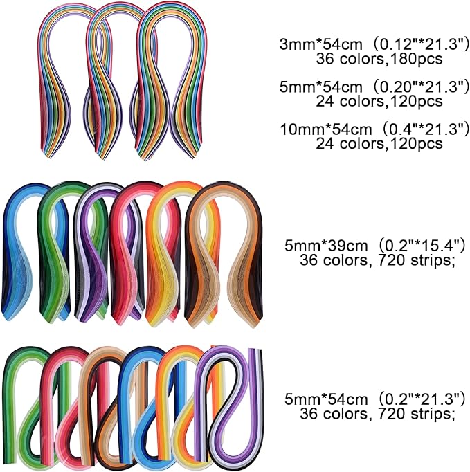 All-in-One Paper Quilling Kit– 1740pcs 3mm/5mm/10mm Quilling Paper Strips with Electric Quilling Pen/Crimper/Comb Board, Complete Set for Beginners to Advanced Users, DIY Crafts & Classroom Teaching