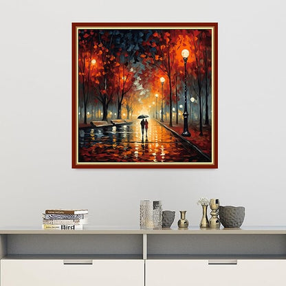 Findvoor Stamped Cross Stitch Kits for Beginners Full Range of Cross Stitching Embroidery Pattern for Adults, 11CT DIY Needlepoint Embroidery Starter Kits-Moonlight Stroll 17.7x17.7 inch