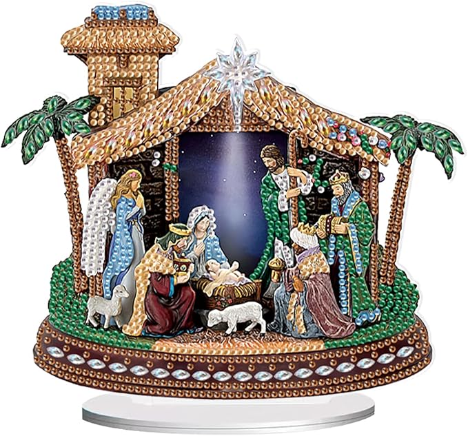 Tontut Diamond Painting Desktop Decorations for Religious Family Gatherings 5D DIY Special Diamond Art Decoration Set for Adults, Office Desktop or Christmas Holiday Display Crafts