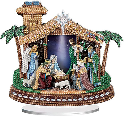 Tontut Diamond Painting Desktop Decorations for Religious Family Gatherings 5D DIY Special Diamond Art Decoration Set for Adults, Office Desktop or Christmas Holiday Display Crafts