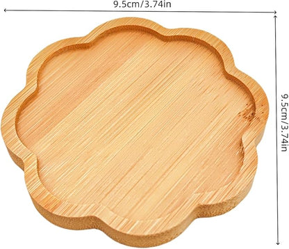 4PCS Mosaic Bamboo Coasters for Crafts, Blank Base Trays, Drinking Cup Coaster, Plant Coaster, Art Plate,DIY Mosaic Supplies (Eight-Petal)
