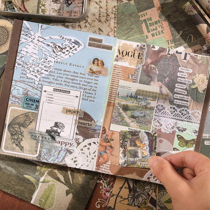 Diuhofart Vintage Scrapbooking Supplies Kit, 185pcs Junk Journal Kit with Scrapbook Paper Sticker Aesthetic Notebook Scrapbook Kit, Art Craft DIY Gift for Adult Women - Image 4