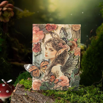 Vintage Fairy Tale Decoupage Scrapbook Paper Set – 180 Sheets Fantasy Cryptid Witch, Mermaid, Princess Journal Craft Paper Ephemera Pack for Collage, Junk Journal, Art Projects