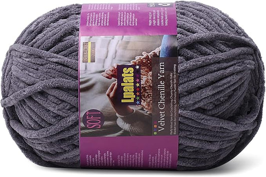 Chunky Chenille Yarn for Crocheting - 200g/7oz Baby Blanket Yarn for Crocheting Soft - 175 Yards Fluffy Thick Plush Yarns for Knitting Blankets Amigurumi (1, Dark Grey)