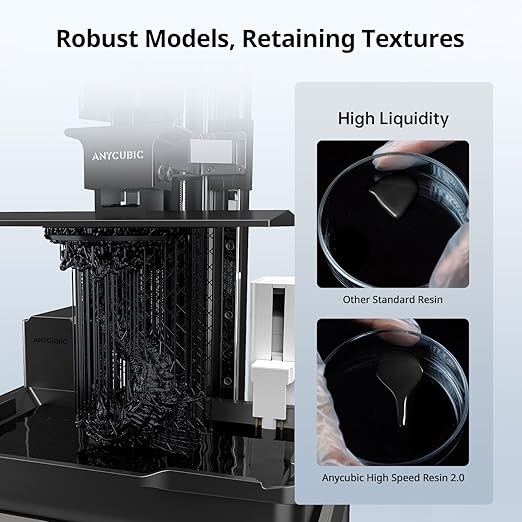 ANYCUBIC High Speed 3D Printer Resin 2.0, Print Up to 3X Faster, Special for Anycubic Photon Mono M5s/M7 Series, Particularly Apply for Large-Size 3D Printing Models, Low Odor (Black, 1kg)