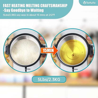 TOAUTO 12Lbs Digital Wax Melter for Candle Making,Easy Pour Spout Large Electric Wax Melting Pot, Wax Melter with Accurate Temperature Control Panel,No Cloggy|Easy Clean for Production Soap Candle