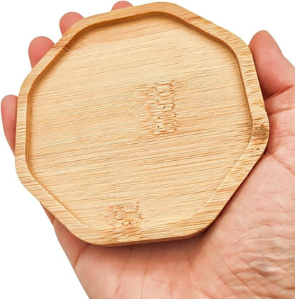 4PCS Mosaic Bamboo Coasters for Crafts, Blank Base Trays, Drinking Cup Coaster, Plant Coaster, Art Plate,DIY Mosaic Supplies (Octagon)