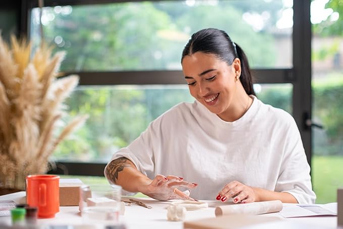 Jovi - DIY Air Dry Kit & Clips - Pottery Kit for Adults, Making Photo Holder with White Air Dry Clay + Paints, Sculpting Tools, Step-by-Step Guide and Video Tutorial, Starter Set for Beginners