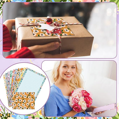 TaoBary 160 Pcs Stationery Paper Set 50 Double Sided Stationery Papers with 50 Matching Envelopes and 60 Round Dot Sticker, 10 Design(Kawaii,5.5 x 8.25 Inch)
