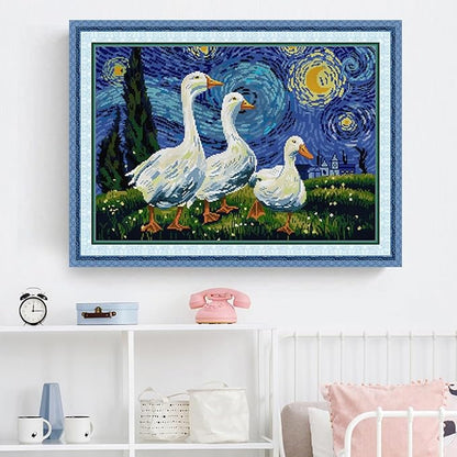 Qeerysew Cross Stitch Kits Stamped Full Range of Embroidery Starter Kits for Beginners DIY - Printed Kit Look at The Stars (Printed) 11CT 25.6×18.5 inches