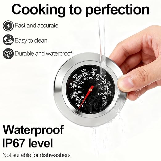 CloudHand 3" Grill Thermometer for Outside Grill BBQ Temperature Gauge Stainless Steel high Temp Thermometer 100F to 1000F BBQ for Barbecue Charcoal Grill Smoker