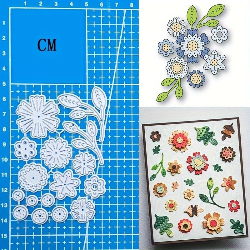 Lapoo Flowers Cutting Die for Scrapbooking - Durable Metal Cutting Die for DIY Scrapbook Photo Album Decorative Paper Card, Metal Card Making Supplies (Colorful Small Flowers 3.7 x 2.6 in) - Image 5