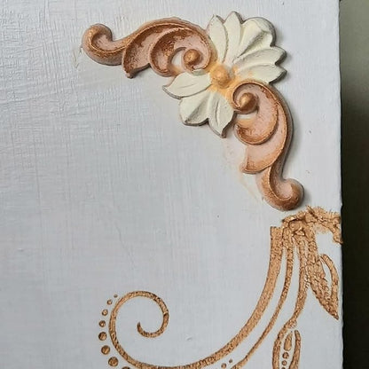 4PCS Corner Wooden Carving Decal Unpainted Wood Appliques Onlays DIY Wood Carved Furniture Appliques Onlays for Wall Bed Door Wardrobe Cabinet Furniture Decoration(01,12x12cm/4.72x4.72inch)
