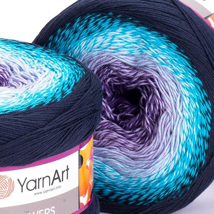 2 Skein/Pack Yarnart Flowers Gradient Yarn, Each Ball 8.8 Oz (250gr) / 1094 Yards (1000m), 55% Cotton 45% Acrylic, Superfine Fingering Weight for Knitting and Crochet, 254 - Blue Purple