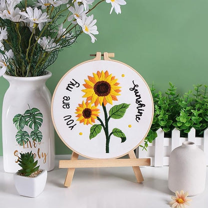 Louise Maelys 3 Sets Sunflowers Embroidery Kit for Beginners,Cross Stitch Kits for Adults with Summer Flowers Bee Stamped Pattern,Starters Needlepoint with Embroidery Instruction