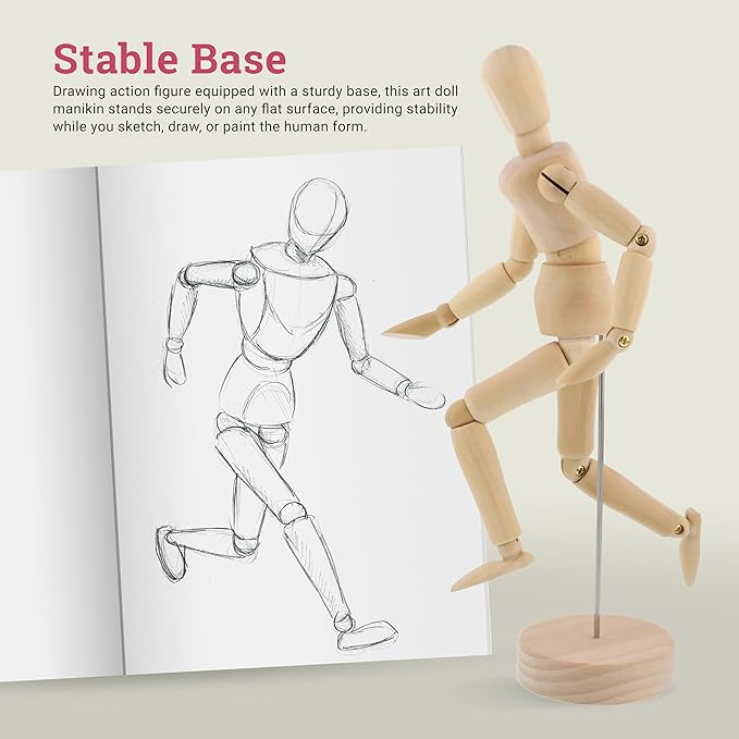 US Art Supply® Wood 8" Female - Artist Drawing Manikin Articulated Mannequin with Base and Flexible Body - Perfect for Drawing The Human Figure (8" Female)