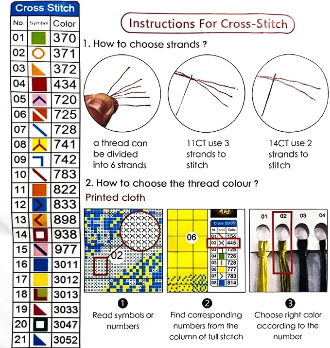 Joyhoor Stamped Cross Stitch Kits for Beginners, Needlepoint Kits for Adults, 11CT Counted Embroidery Kits-Skeleton Flower 18x18 inchs