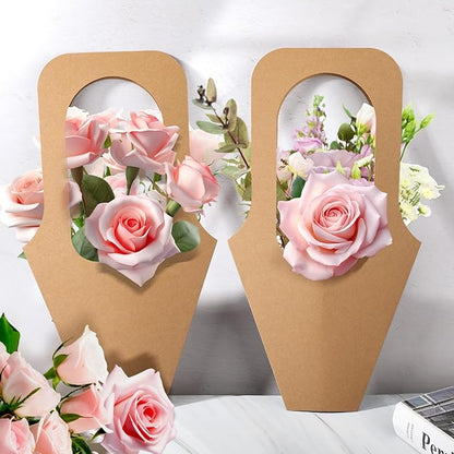 Cyblinia 20 Pcs Flower Bouquet Gift Bags with Handle - Valentine Floral Gift Bags for Florist Shop Packaging Supplies