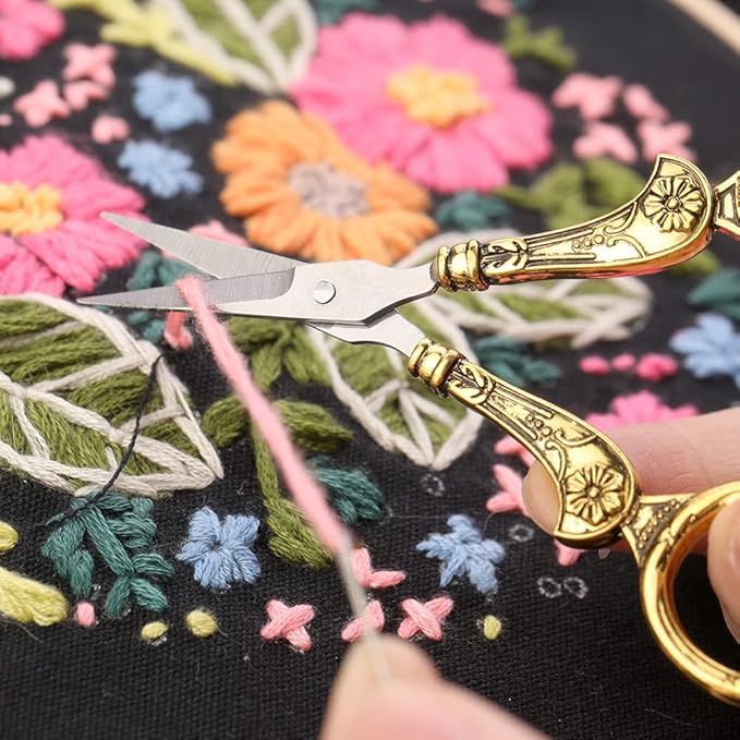 BUTUZE Embroidery Scissors Kit,European Antique Vintage Sewing Kit,Complete Vintage Sewing Tools with Embroidery Scissors,Original Case,Sewing Needle Case,Awl for Sewing,Craft,Needlework