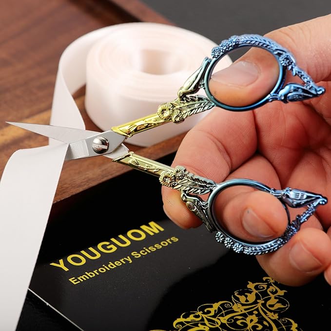 YOUGUOM Small Craft Scissors, Little Travel Sharp Embroidery Scissors All Purpose, Straight Tips Mini Sewing Shears, Precision Detail Thread Cutting Snips