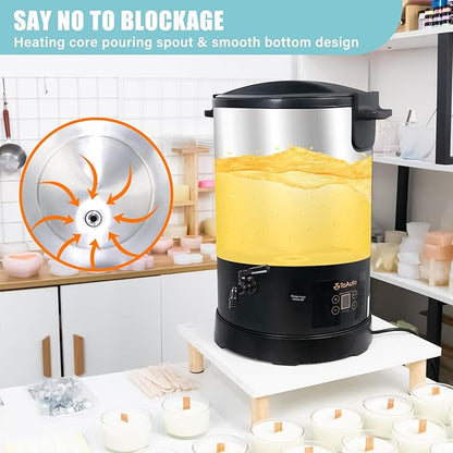 TOAUTO 30Lbs Digital Commercial Wax Melter for Candle Making Large Electric Wax Melting Pot for Candle Making Business with Temperature Control & Quick Pour Spout AC120V / 1100W