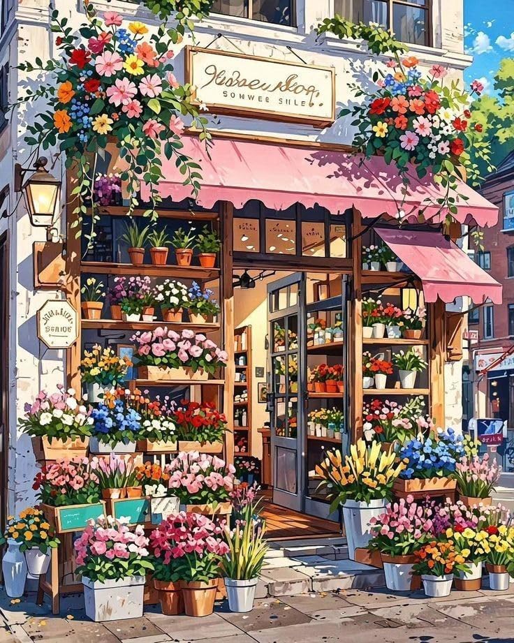 Paint by Numbers Kit for Adults, Flower Shop Number Painting, 16 x 20 Inch by GEEHEIY