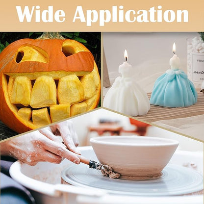 Suiwotin 6pcs Double-Sided Clay Sculpting Tools, Wooden Handle Ribbon Clay Tools, Pottery Trimming Tool, Clay Wire Loop Sculpture Set for Ceramic, Wax Carving Modeling