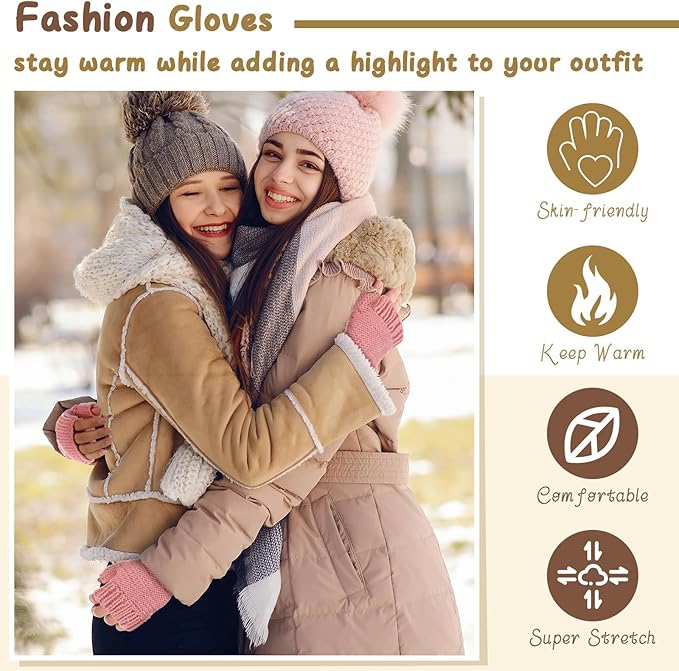 GliCraft Knitting Kit for Beginners Learn to Knit Kit for Adults Gloves Starter Bundle with Step-by-Step Instructions Includes Wool Yarn, Needles & Accessories(Pink)
