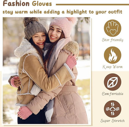 GliCraft Knitting Kit for Beginners Learn to Knit Kit for Adults Gloves Starter Bundle with Step-by-Step Instructions Includes Wool Yarn, Needles & Accessories(Pink)