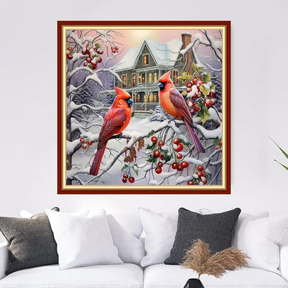 Dooxvey Cross Stitch Kits for Adults Stamped Full Range of Embroidery Starter Kits for Beginners 11CT Printed Cross Stitch Patterns Needlepoint Kits Stamped Crossstitch-Snow Scenery 18x18 inch