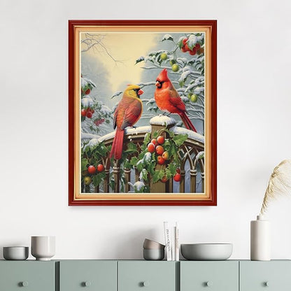 Dimensean Stamped Cross Stitch Kits Full Range of Embroidery Patterns Starter Kits for Beginners Adult DIY Cross Stitches Needlepoint Kits 11CT-Parrot Snow Scenery 16x20 inch