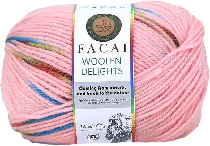 Facai Blend Merino Wool Yarn for Knitting - Worsted Weight,197yds (3.5oz) Ball, Ideal for Sweaters, Scarves, and Accessories (1, Dreamland Flower)