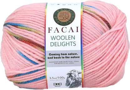 Facai Blend Merino Wool Yarn for Knitting - Worsted Weight,197yds (3.5oz) Ball, Ideal for Sweaters, Scarves, and Accessories (1, Dreamland Flower)