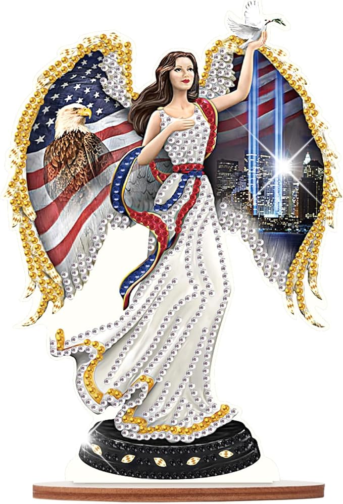Tontut DIY Diamond Art Painting Kit Ornament, Flag Lady Liberty Handmade Three-Dimensional Ornaments, The Perfect Combination of Decoration and Art,Excellent Choice for Home Decoration Gifts