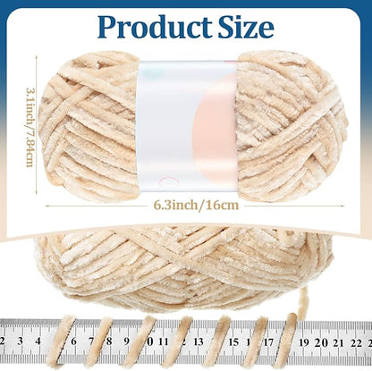 Xinnun 12 Skeins 1116 Yards Chenille Velvet Soft Thick Plush Yarn Bulk for Crocheting Knitting Baby Blanket DIY Weaving Craft, 6mm, 3.5 Oz/Skein(Multi Colors)