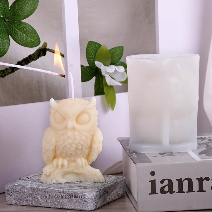 Owl Animal Silicone Candle Molds Epoxy Resin Wax Mold Silicone Animal Shapes Mold for Candle Craft Making Gift Decoration
