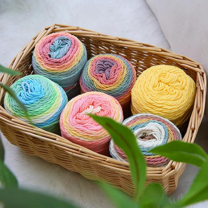 Franel Cotton Acrylic Yarn-45% Cotton 55% Acrylic, 2 Skeins of 100g Each, Gradient-Light Blue Gray Orange Coral, Perfect for Crocheting Knitting Scarves Shawls Blankets Gradient Variegated Yarn