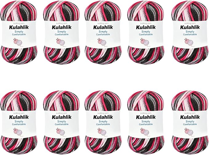 500g(10x50g) Acrylic Yarn for Crocheting and Knitting, Colorful Gradient Yarn Thread, 10 Rolls Skeins, Multicolor Hilo Acrílico, Perfect for DIY Crafts Project