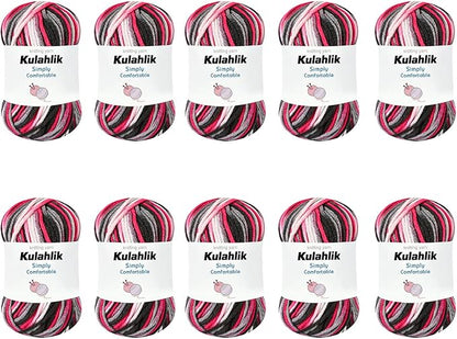 500g(10x50g) Acrylic Yarn for Crocheting and Knitting, Colorful Gradient Yarn Thread, 10 Rolls Skeins, Multicolor Hilo Acrílico, Perfect for DIY Crafts Project