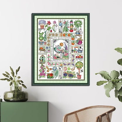 Qeerysew Cross Stitch Kits Stamped Full Range of Embroidery Starter Kits for Beginners DIY - Printed Kit Mary's Garden (Printed) 11CT19.7X24.8 inches